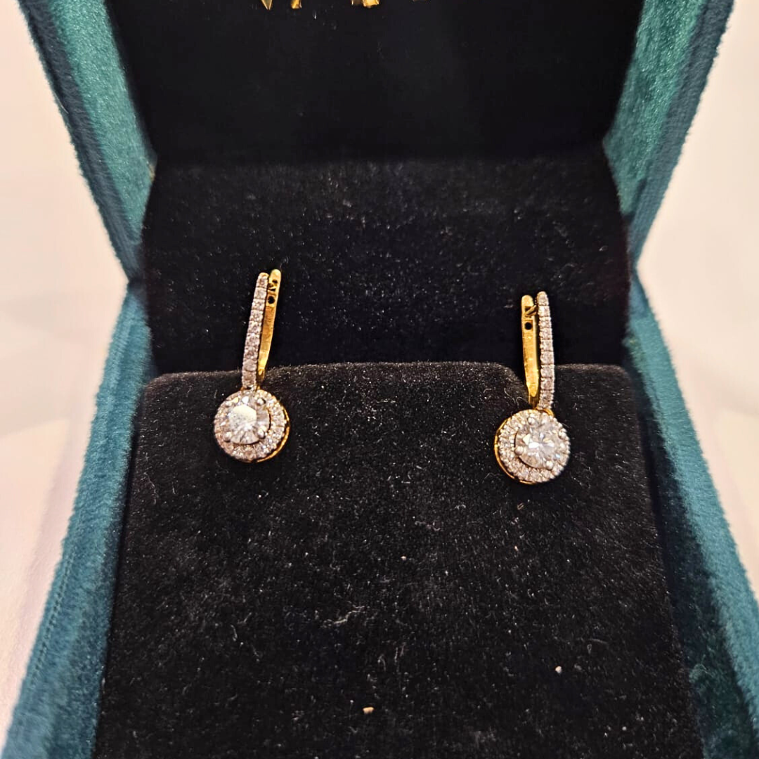 Saanvi Customized ear rings in lab diamond and moissanite by Vai Ra