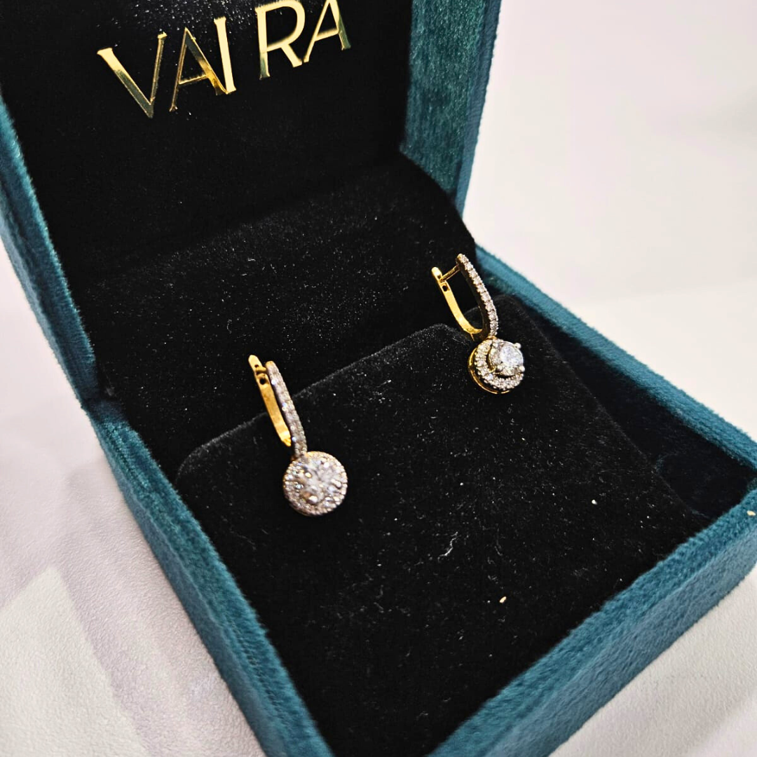 Saanvi Customized ear rings in lab diamond and moissanite by Vai Ra