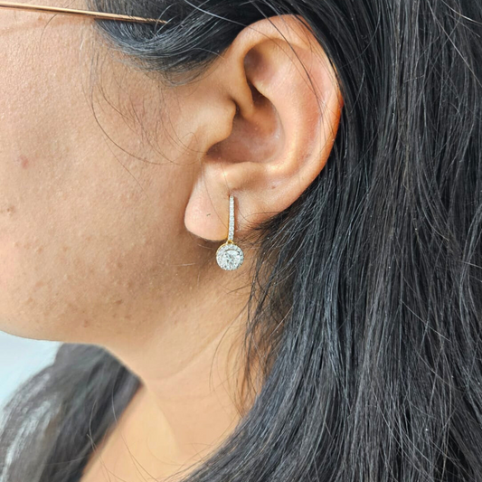 Saanvi Customized ear rings in lab diamond and moissanite by Vai Ra