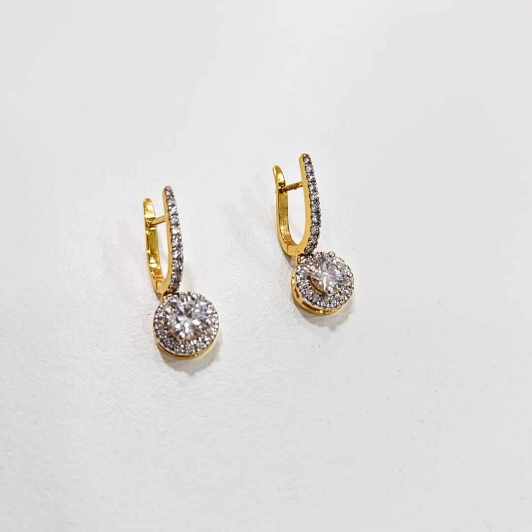 Saanvi Customized ear rings in lab diamond and moissanite by Vai Ra