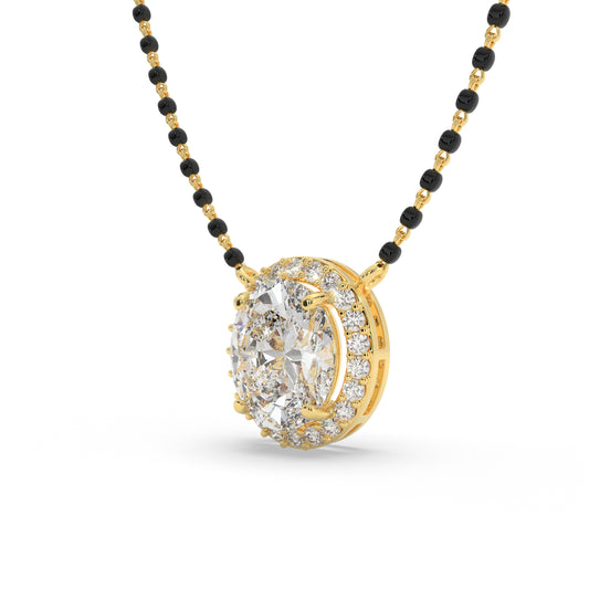 Oval Halo Mangalsutra (3.04CT)