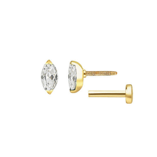 Marquise piercings in diamond and moissanite by Vai Ra