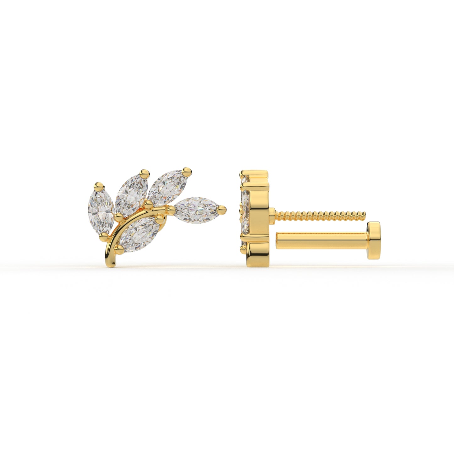 Olive Branch Diamond Piercing Earrings