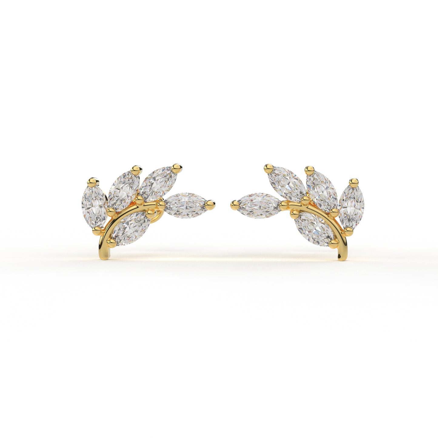 Olive Branch Diamond Piercing Earrings