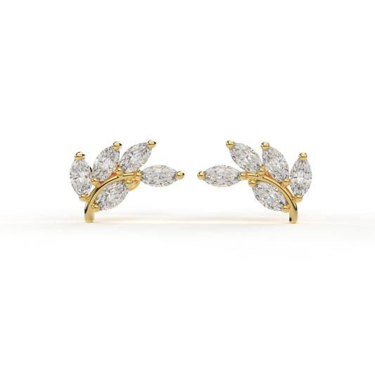 Olive Branch Diamond Piercing Earrings