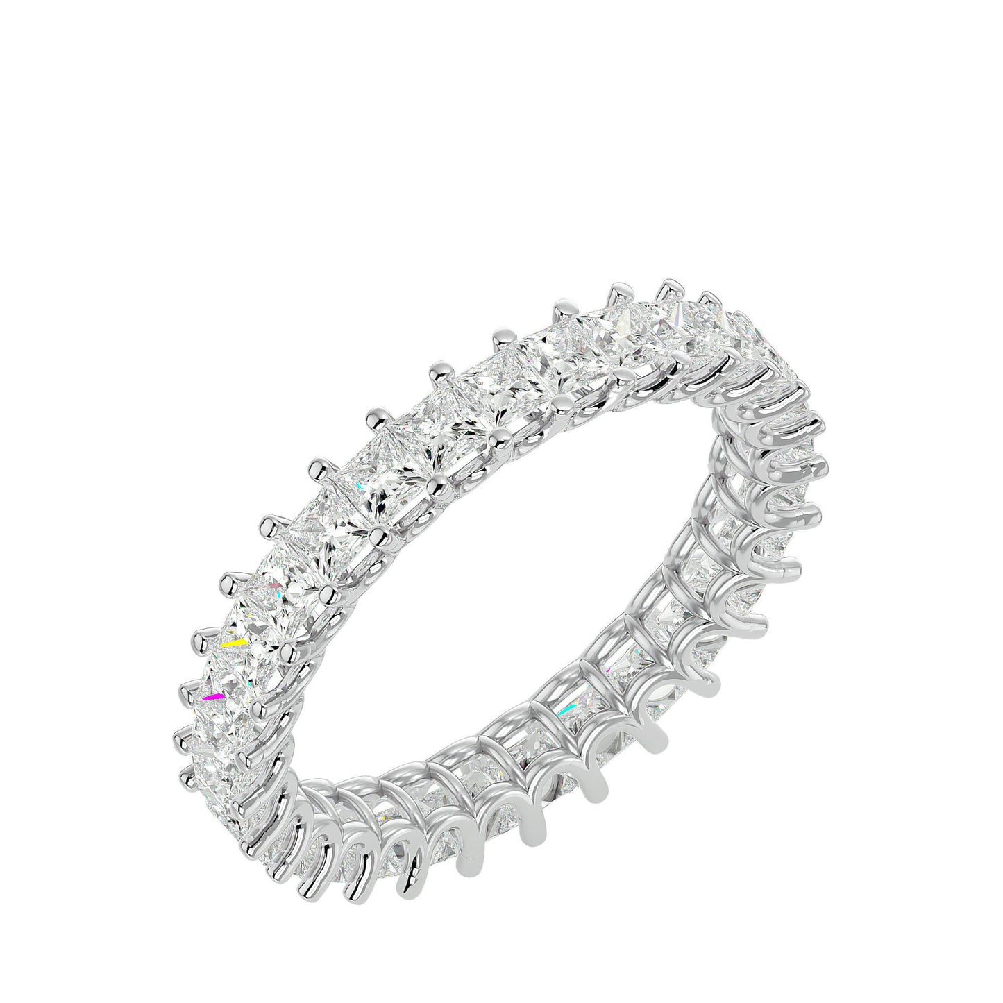 Princess Eternity Band in moissanite diamond and gold