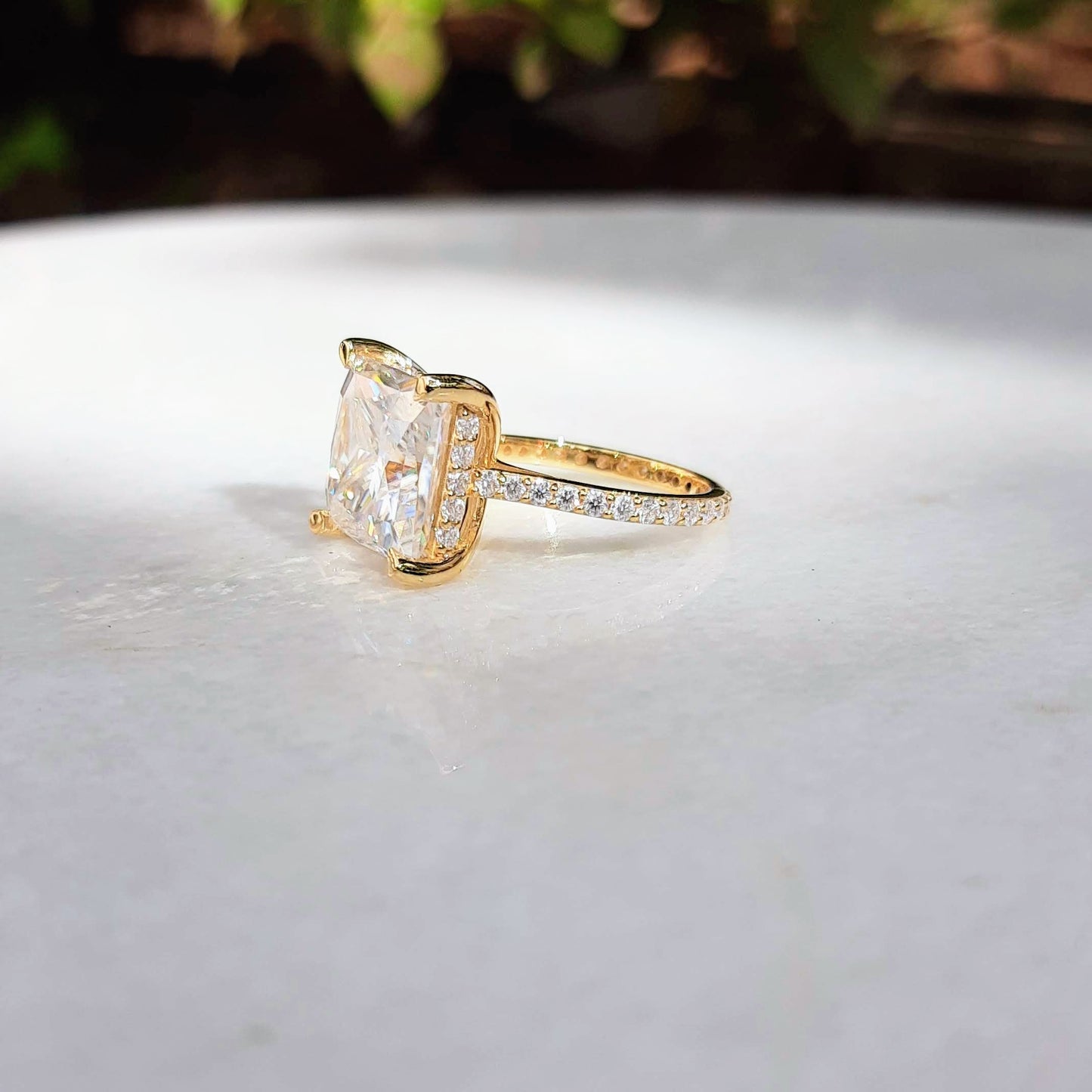Princess Cut Solitaire Moissanite Diamond Ring