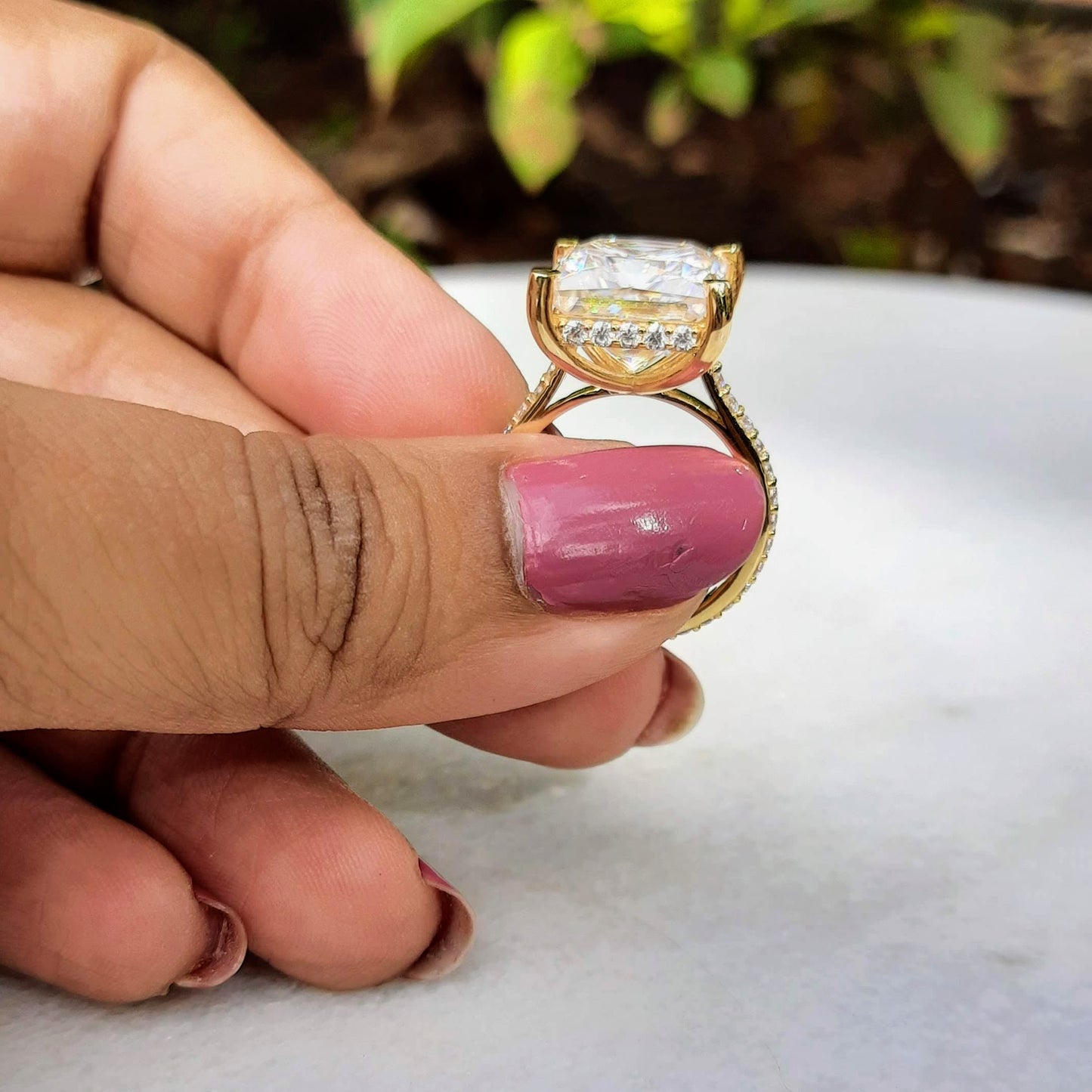Princess Cut Solitaire Moissanite Diamond Ring