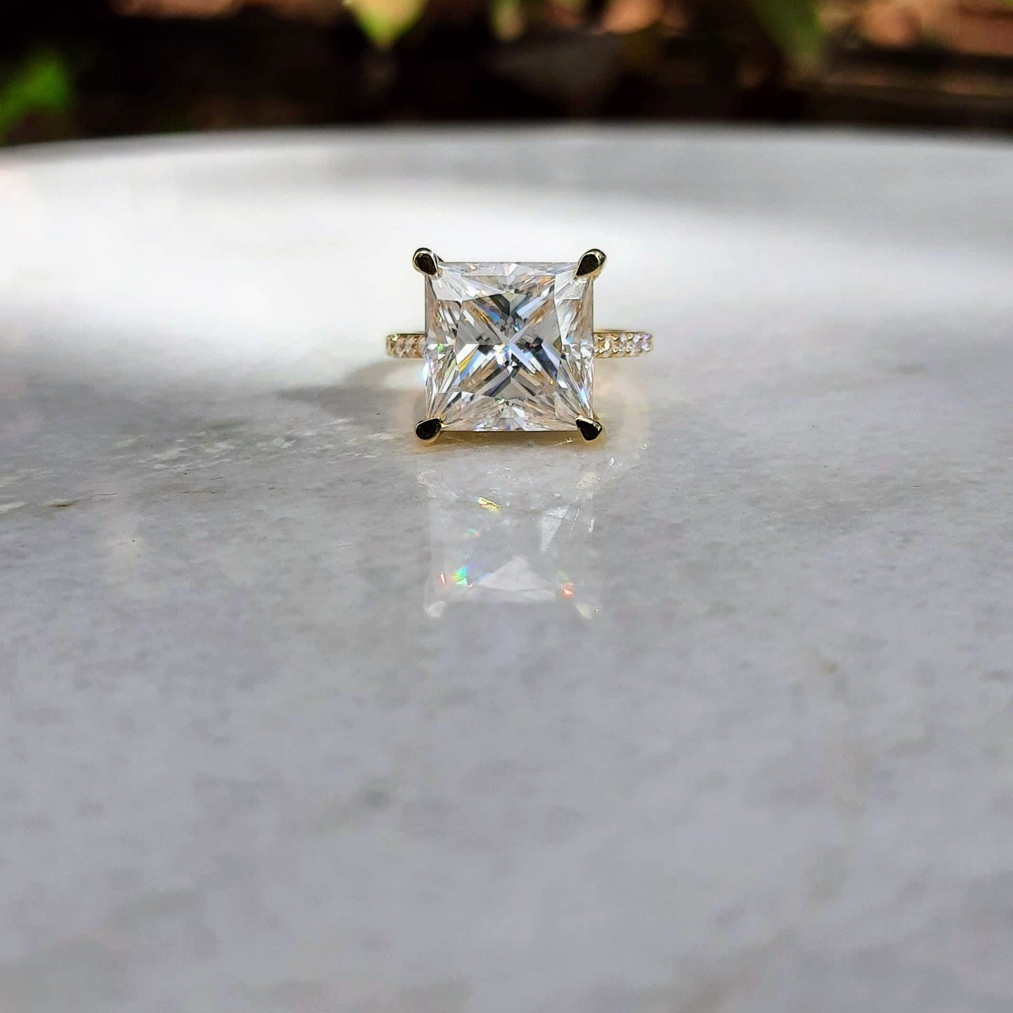 Princess Cut Solitaire Moissanite Diamond Ring