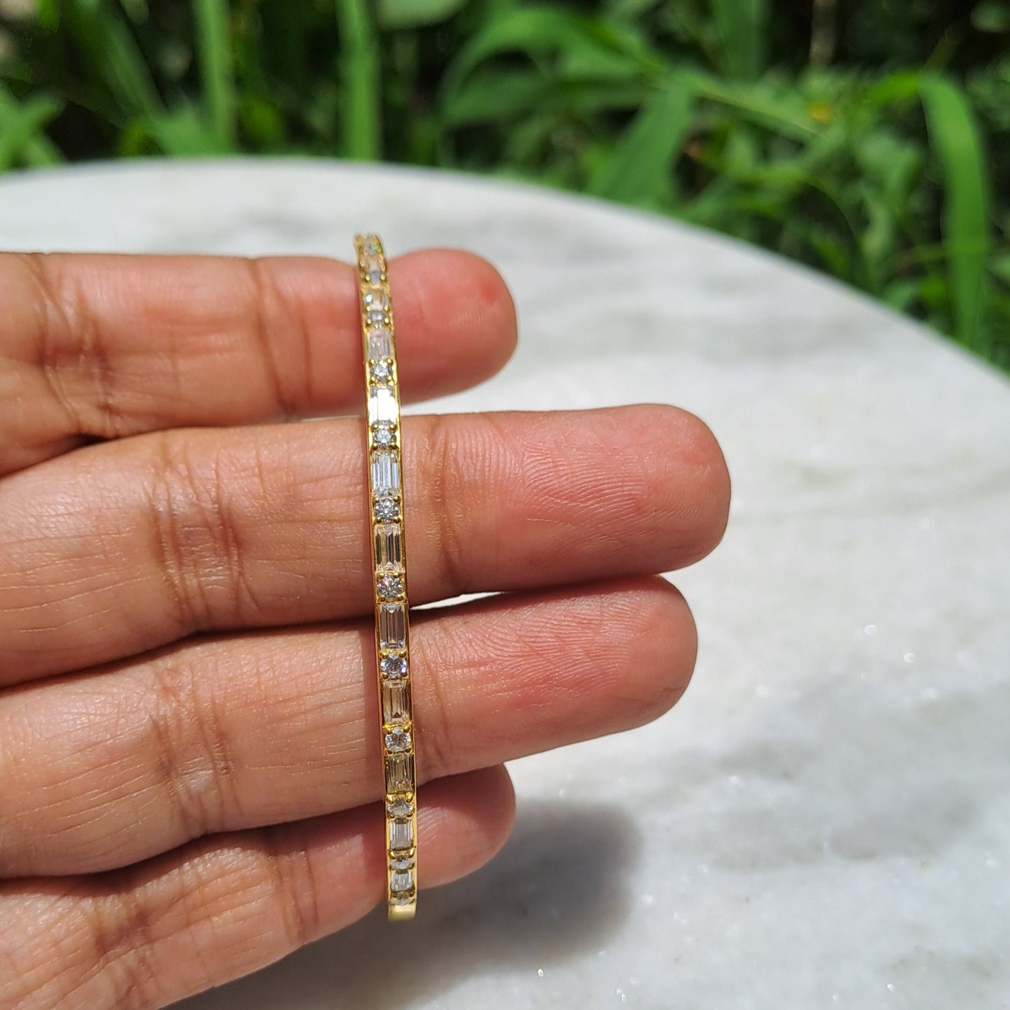 Baguette Moissanite Diamond Bangle