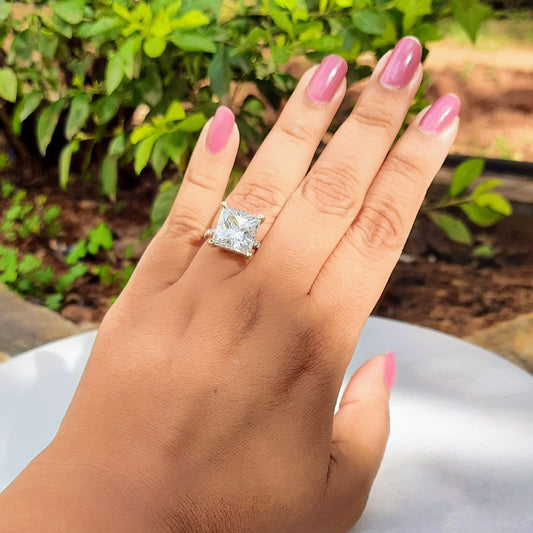 Princess Cut Solitaire Moissanite Diamond Ring
