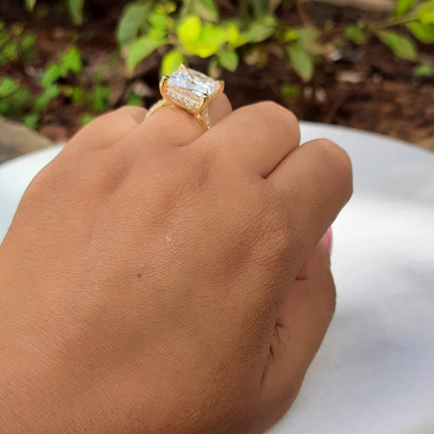 Princess Cut Solitaire Moissanite Diamond Ring