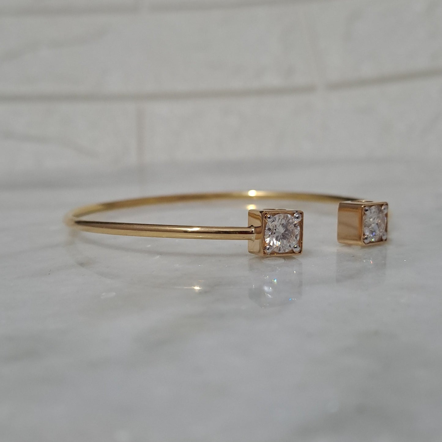Adjustable Open Moissanite Diamond Bangle