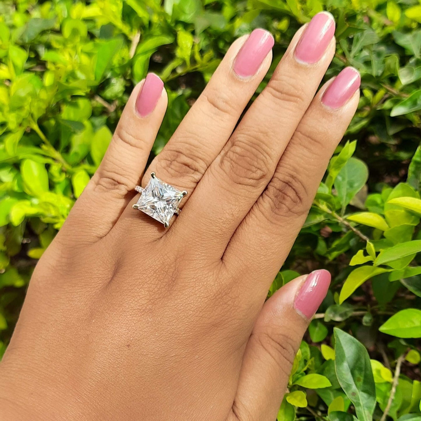 Princess Cut Solitaire Moissanite Diamond Ring