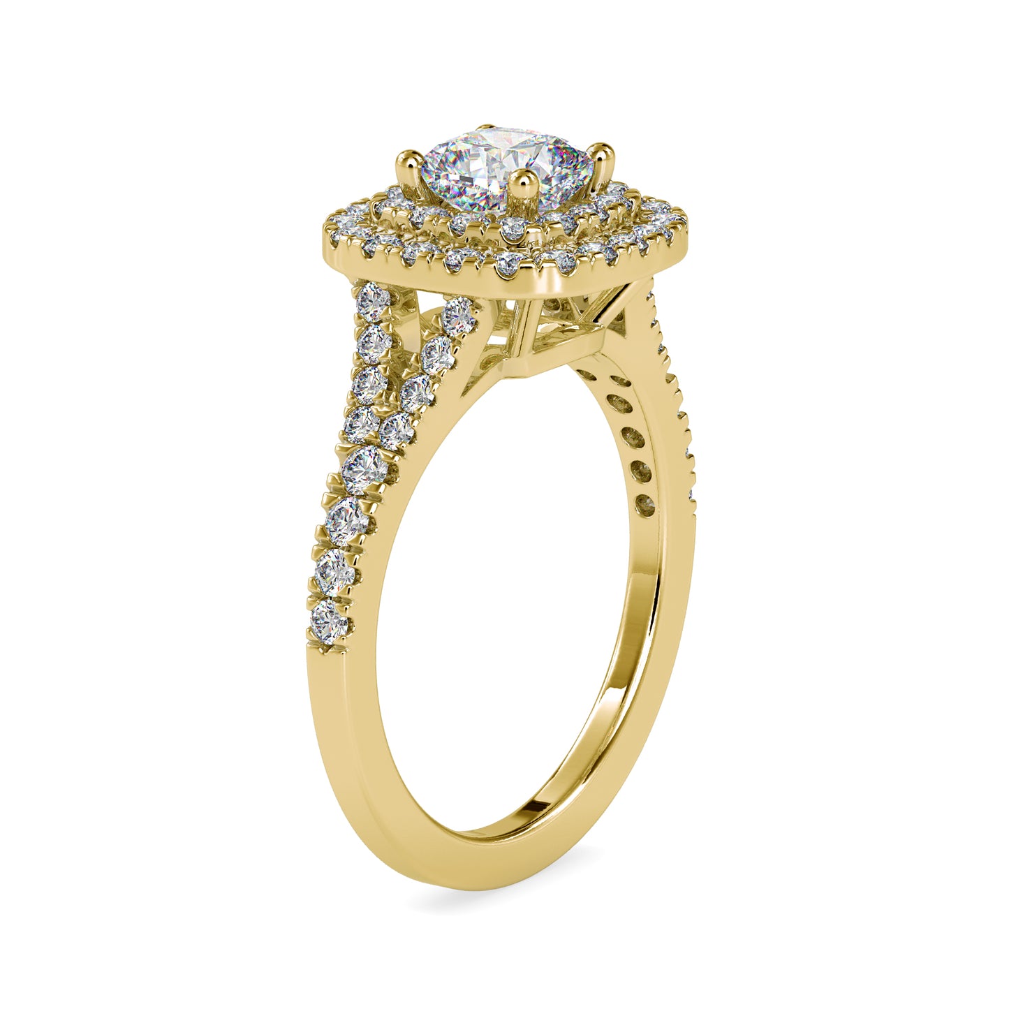Athena Gold Moissanite diamond Halo Ring - 1.55 Ct - Doc0015