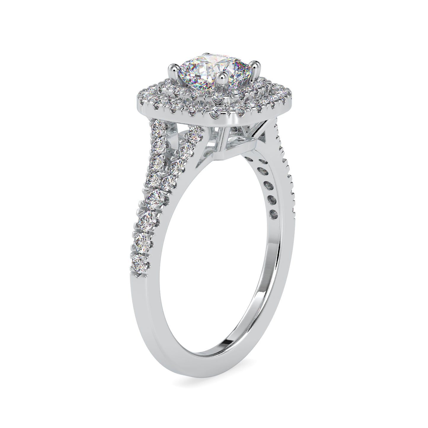 Athena Gold Moissanite diamond Halo Ring - 1.55 Ct - Doc0015