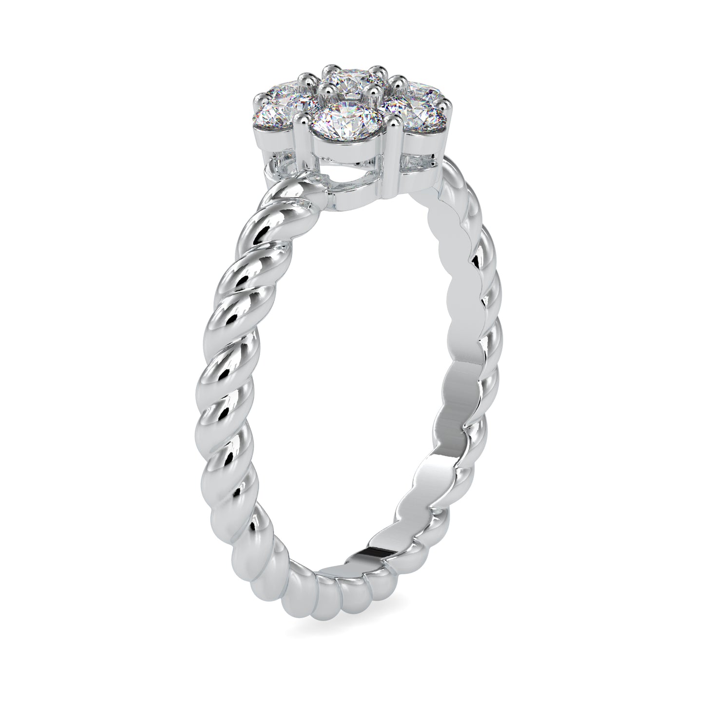 Gold and Moissanite diamond Cluster Ring - 0.7 Ct