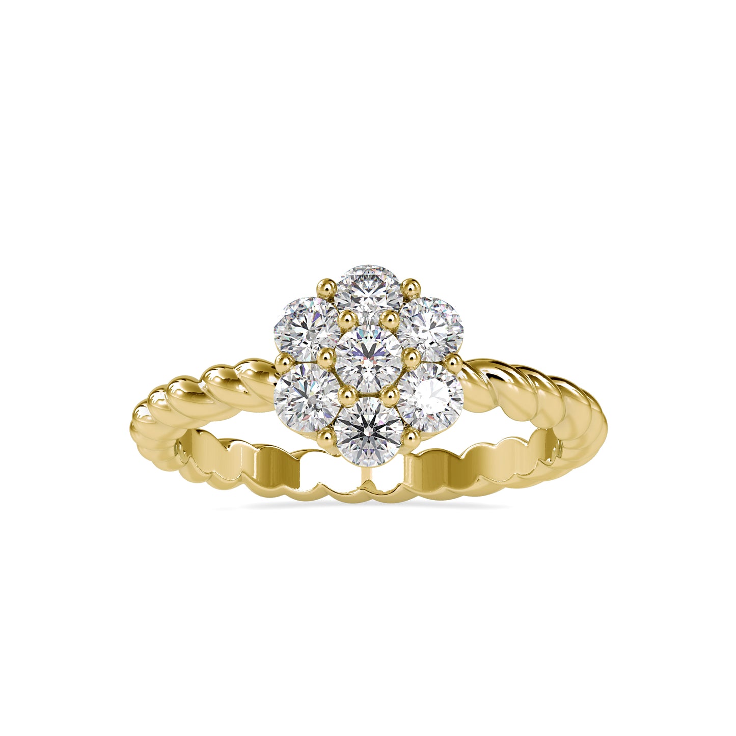 Gold and Moissanite diamond Cluster Ring - 0.7 Ct