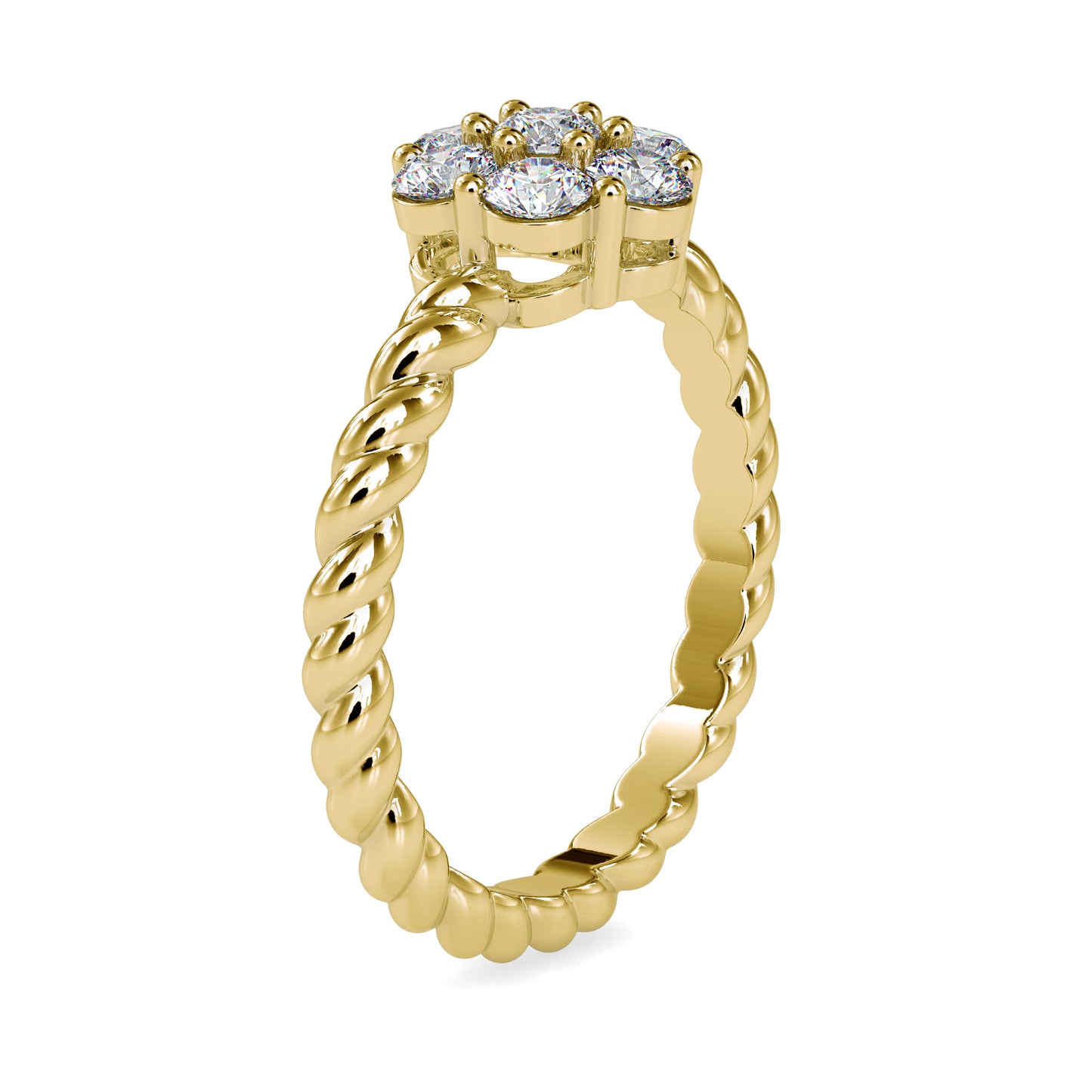 Gold and Moissanite diamond Cluster Ring - 0.7 Ct