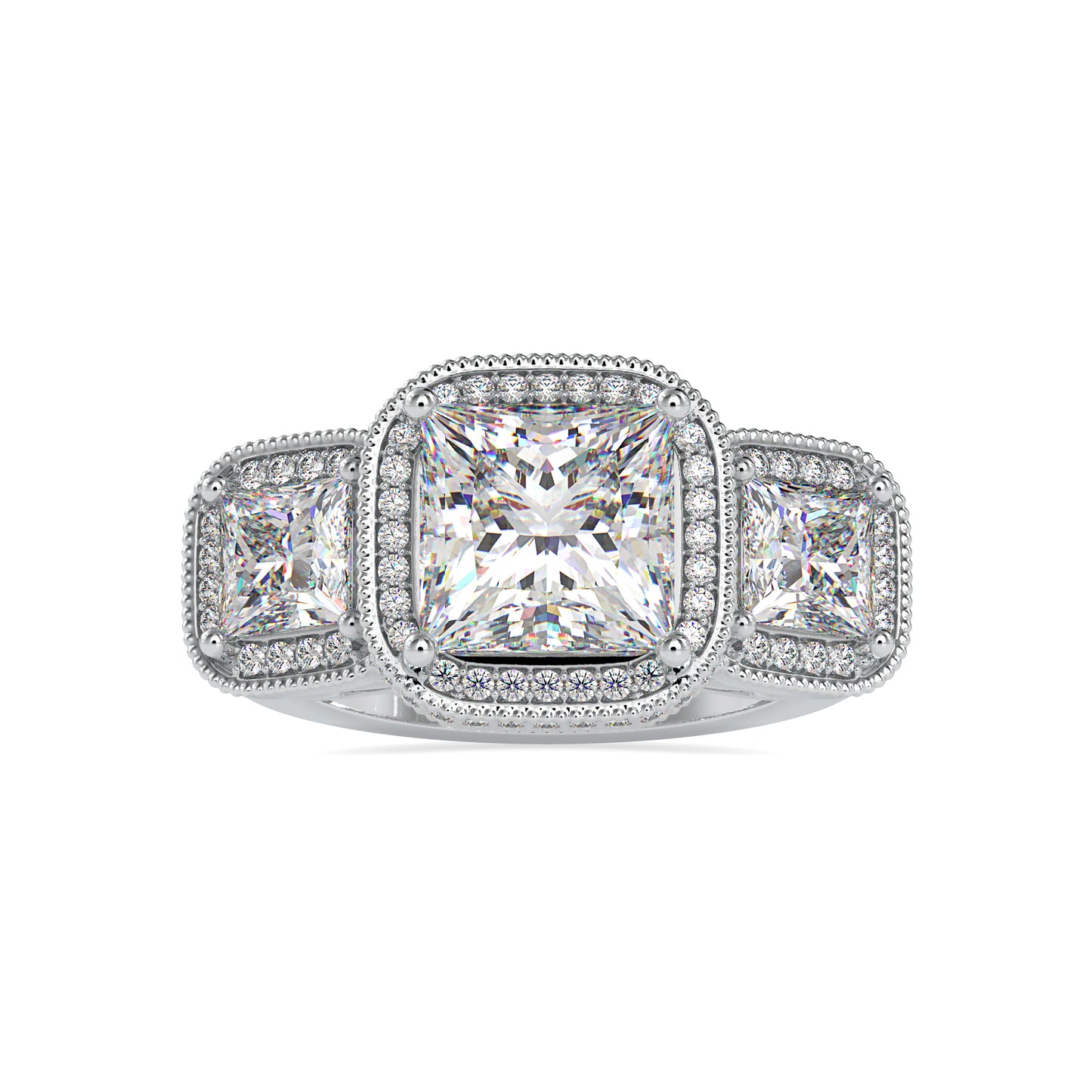 Moissanite Three Stone Ring in Gold and Silver - 5.23 Ct - DOC0038