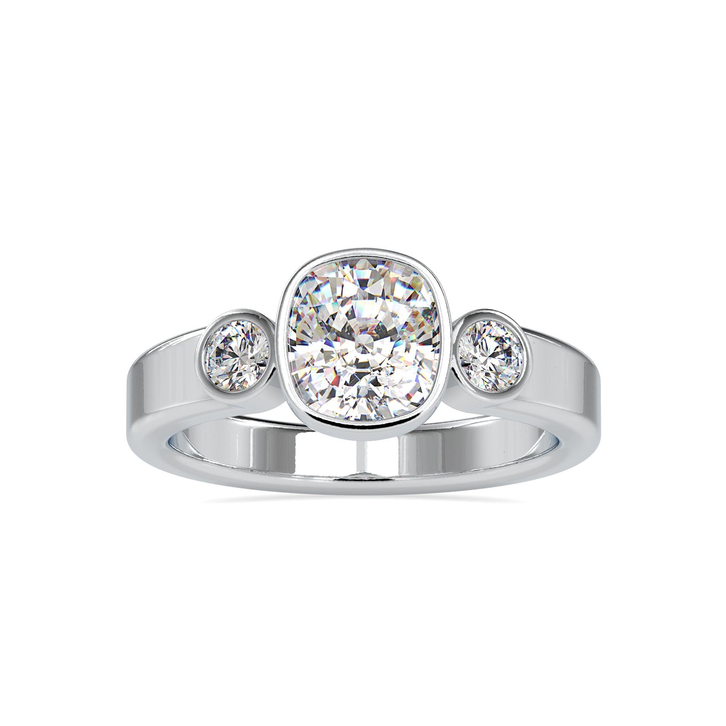 The Nona Sterling Silver and Moissanite Threestone Ring