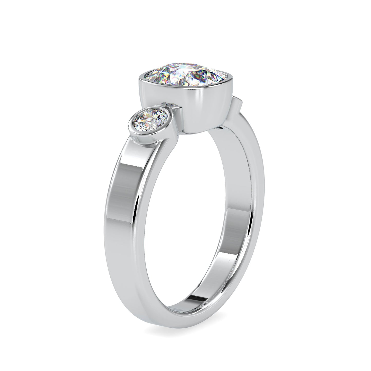 The Nona Sterling Silver and Moissanite Threestone Ring