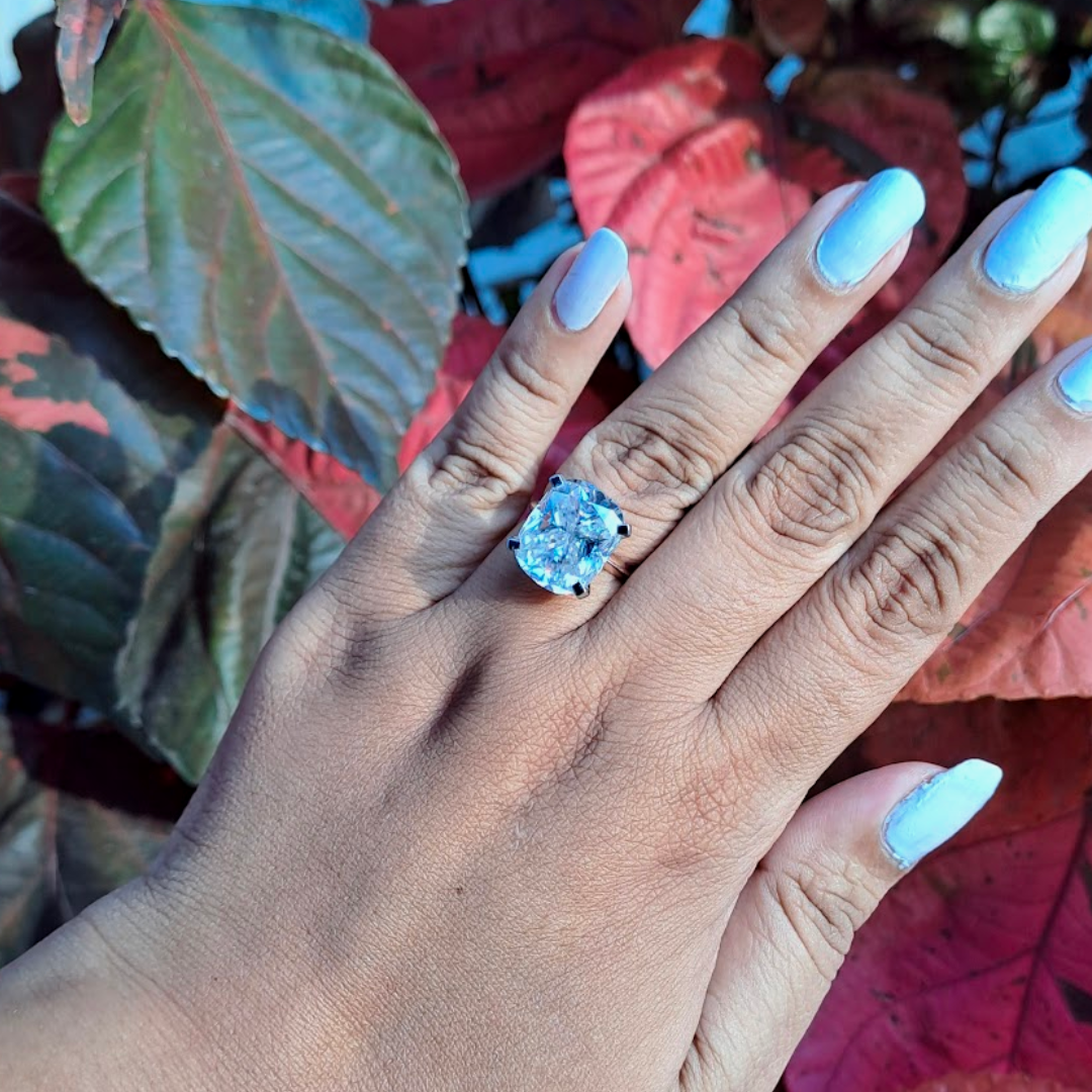 Kim Kardashian Elongated Cushion Moissanite Diamond Ring