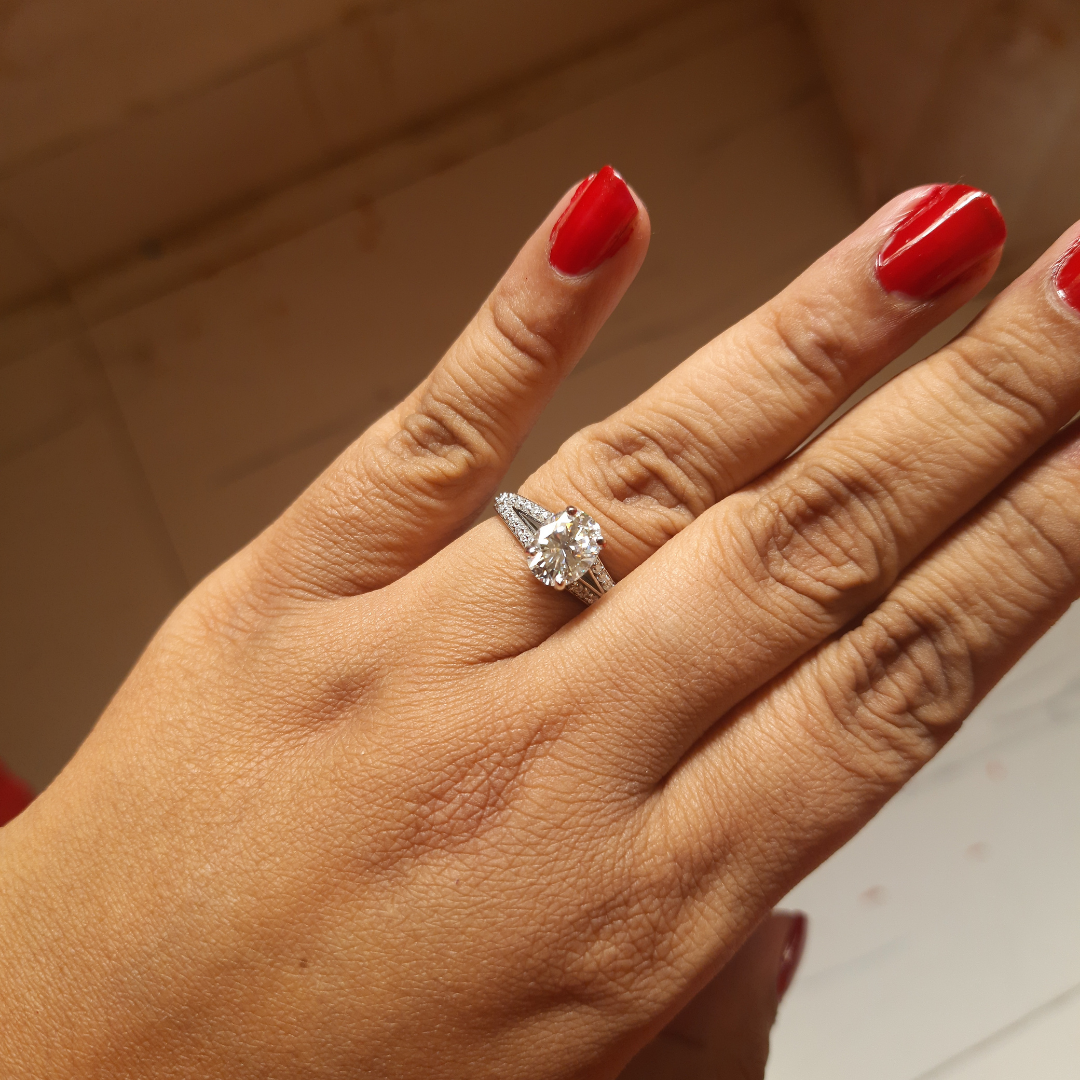 Moissanite Solitaire Ring in Gold and Silver - 2.44 Ct - 02192022
