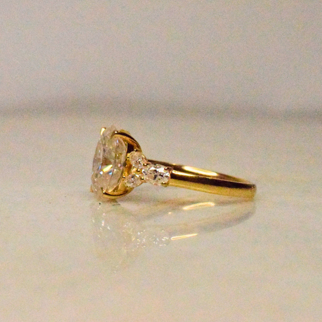Oval Moissanite Diamond Ring in Gold and Silver