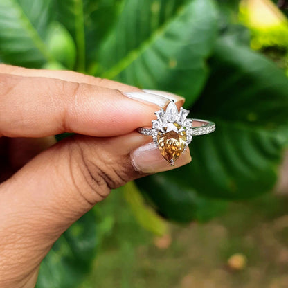 Champagne Colored Moissanite Diamond Engagement Ring