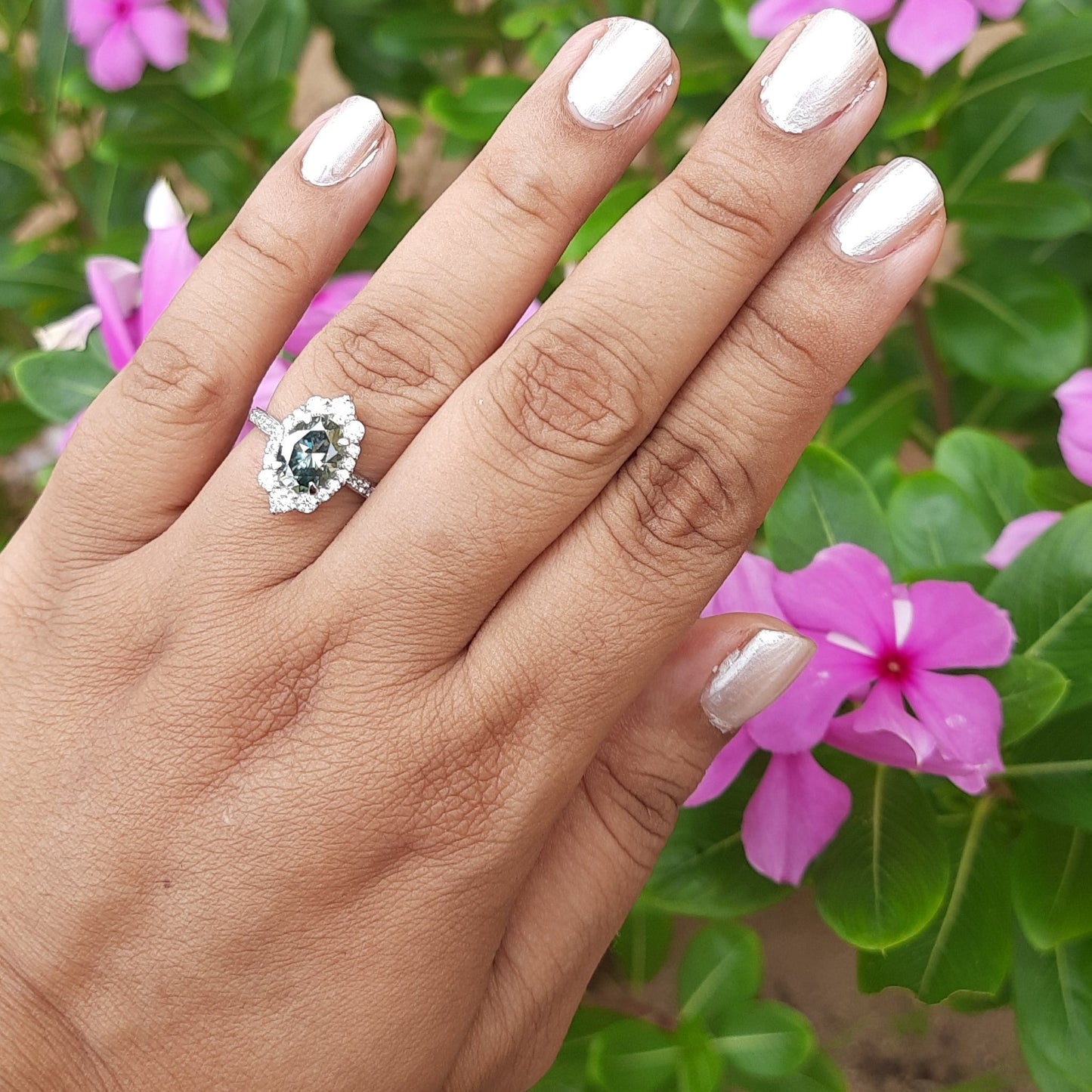 Aqua Teal Oval Moissanite