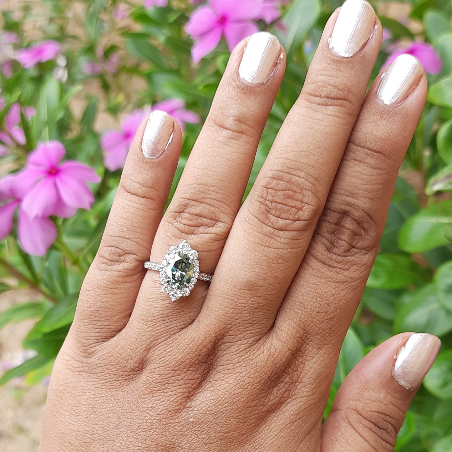 Aqua Teal Oval Moissanite