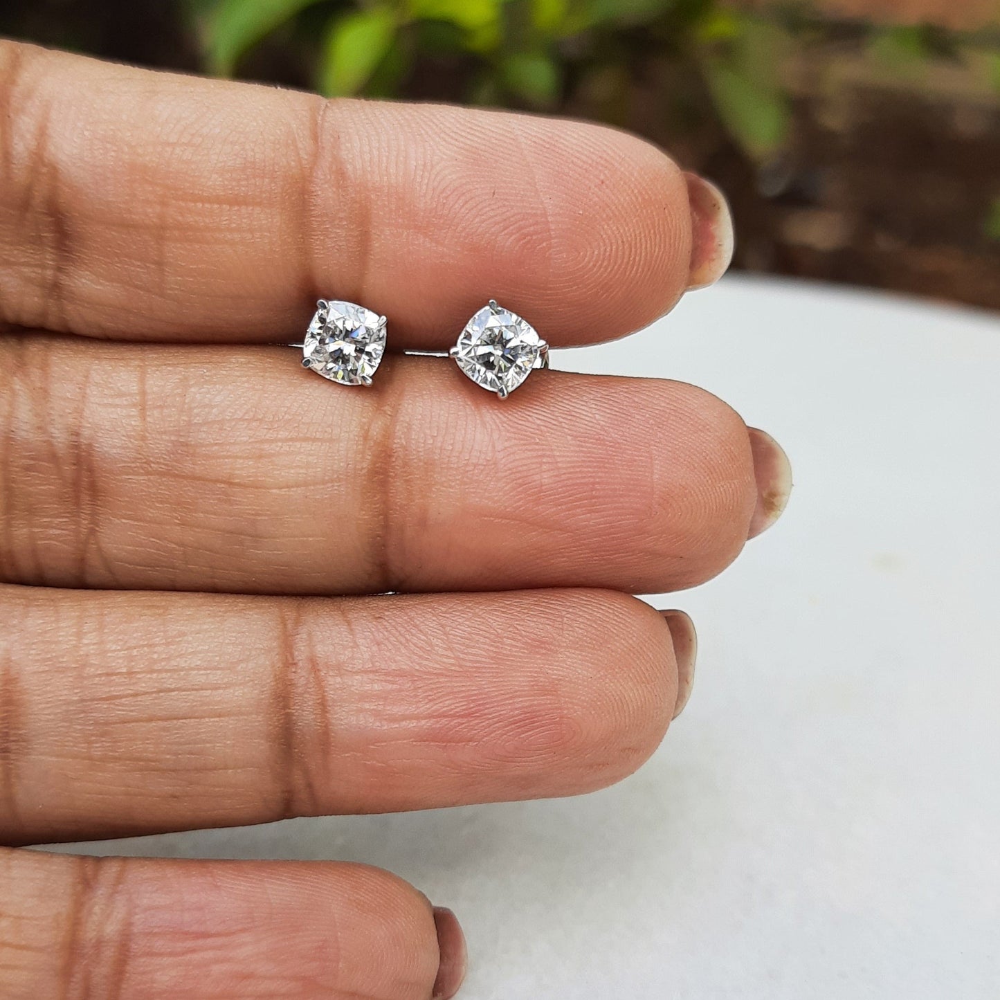 Cushion Brilliant Cut Solitaire Earring 1 to 10 CT