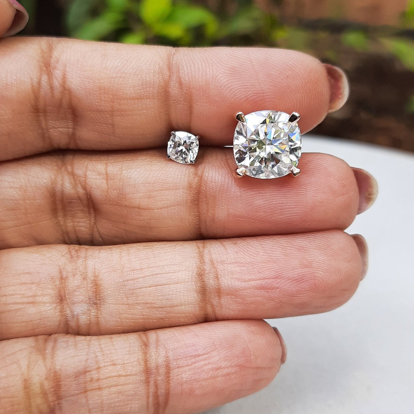 Cushion Brilliant Cut Solitaire Earring 1 to 10 CT