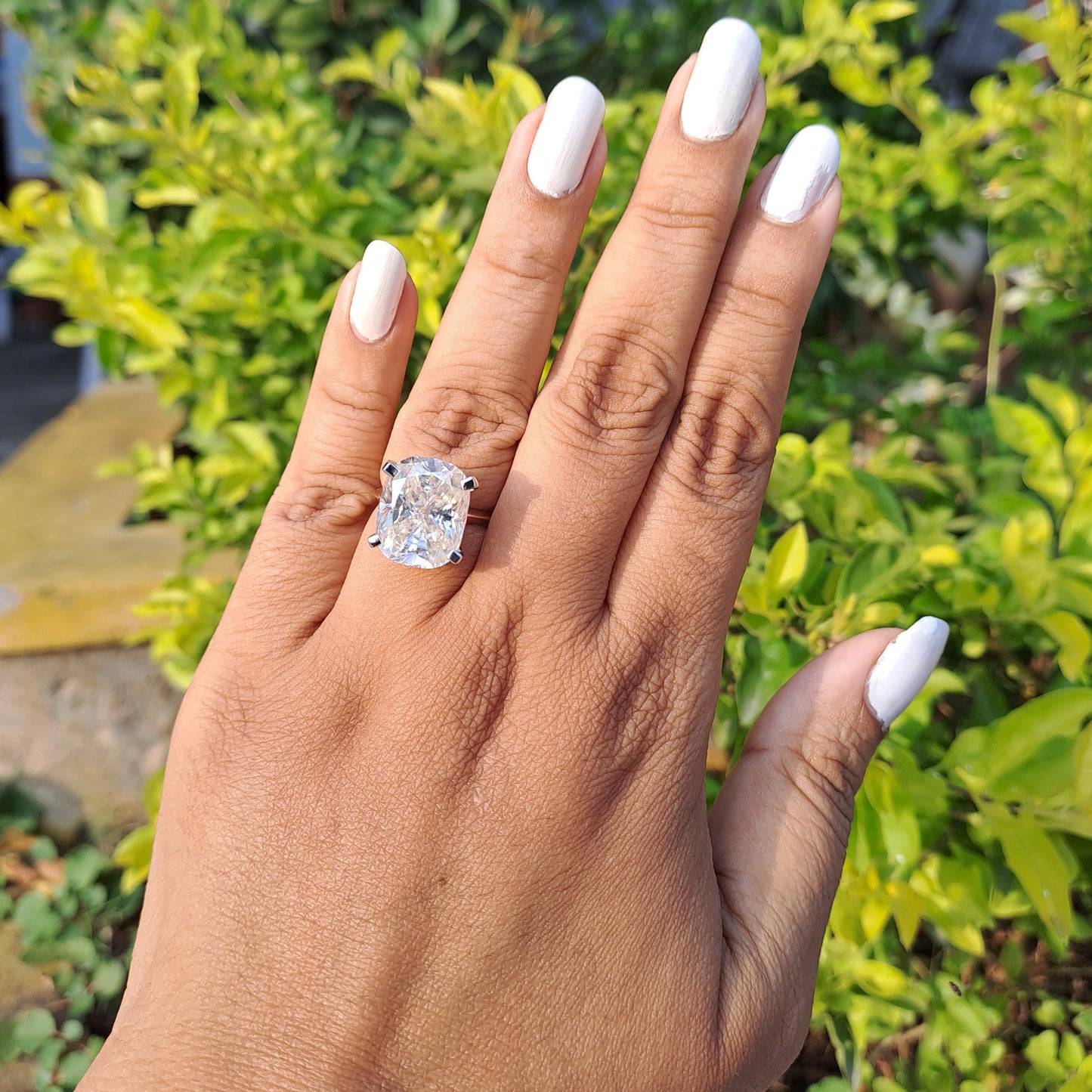 Kim Kardashian Elongated Cushion Moissanite Diamond Ring