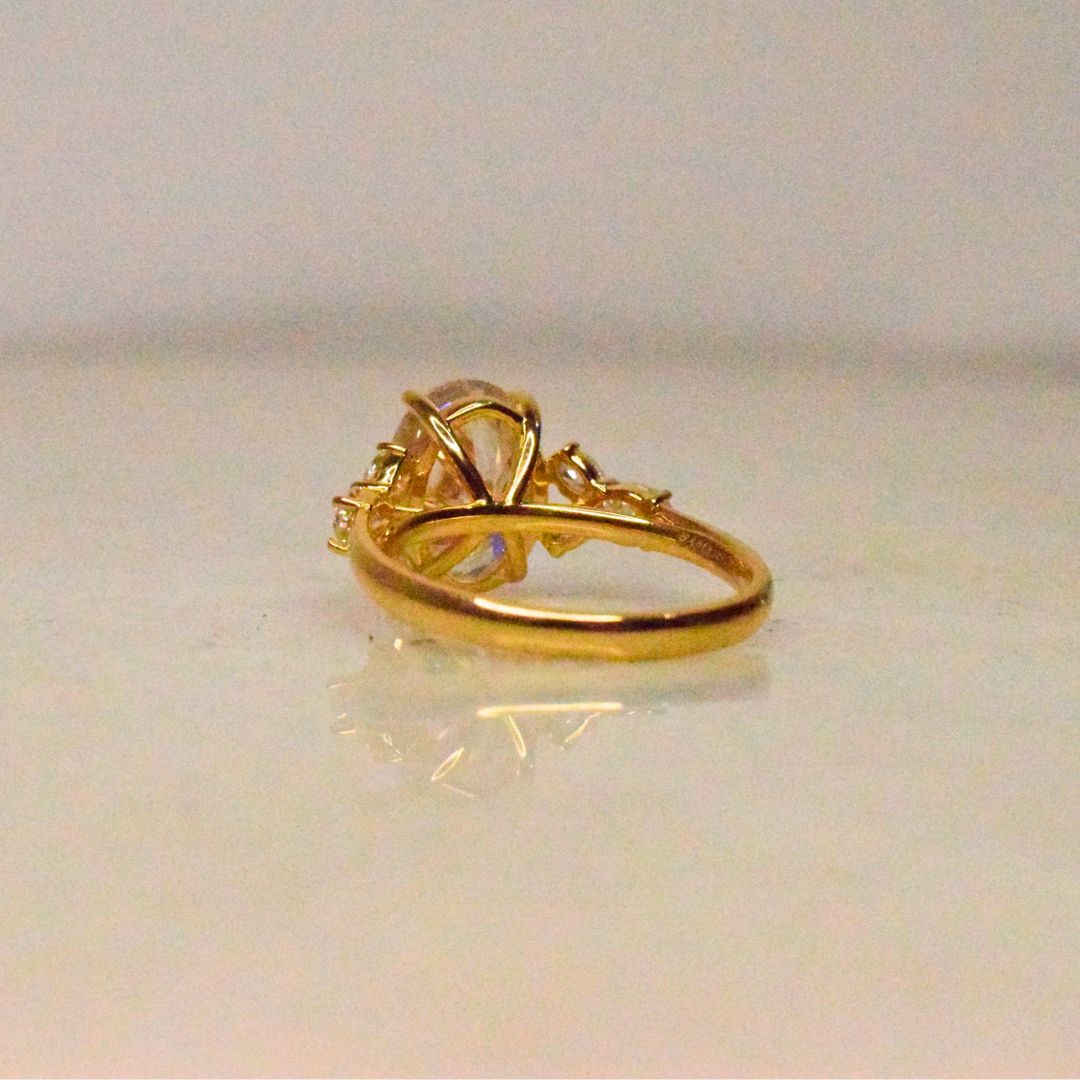 Oval Moissanite Diamond Ring in Gold and Silver