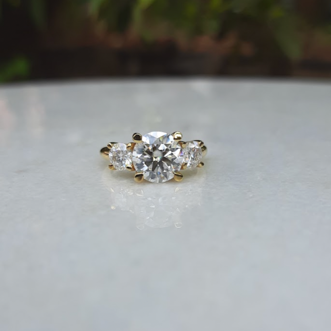 Threestone Moissanite Diamond Engagement Ring