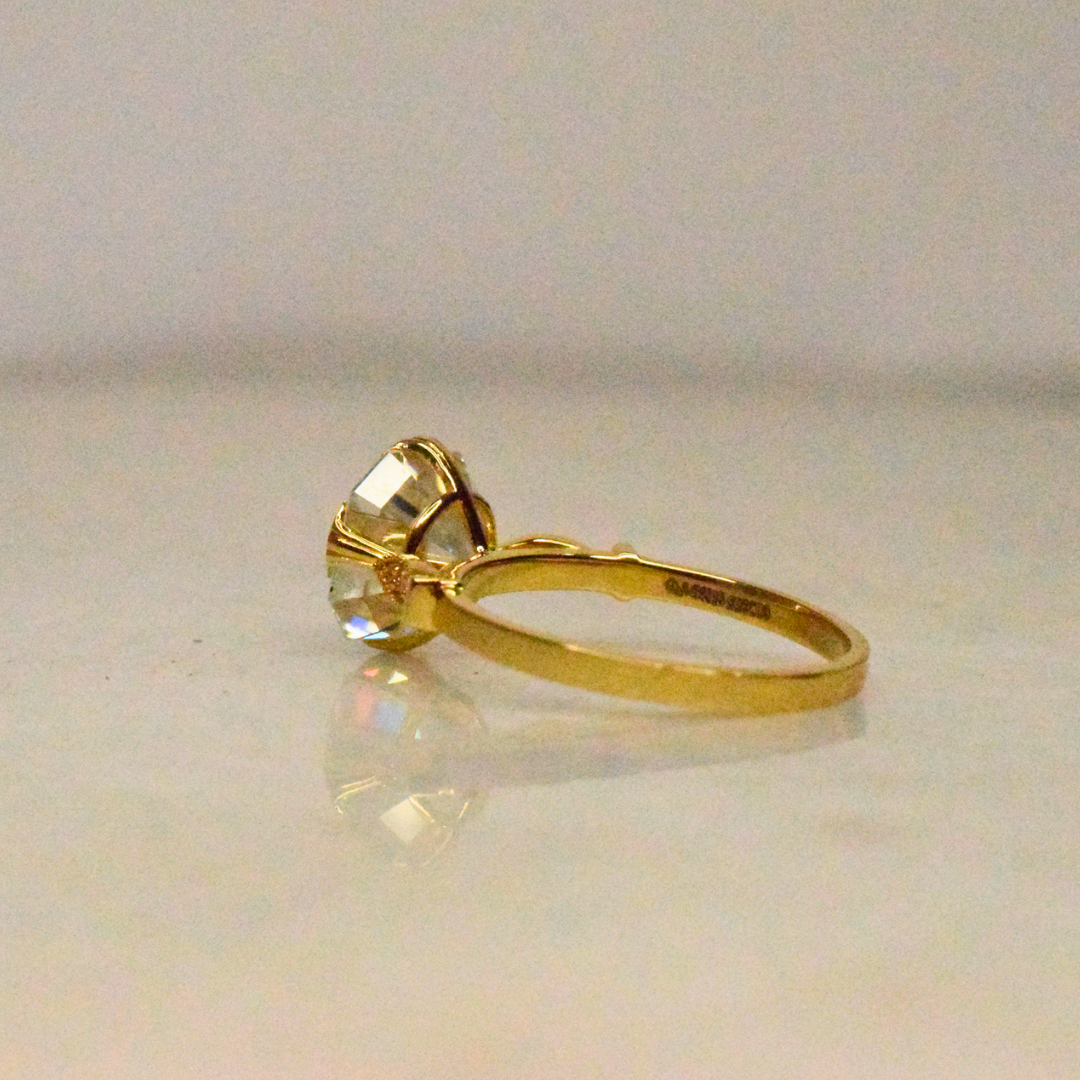 Asscher Moissanite Diamond Ring in Vintage Setting in Gold and Silver