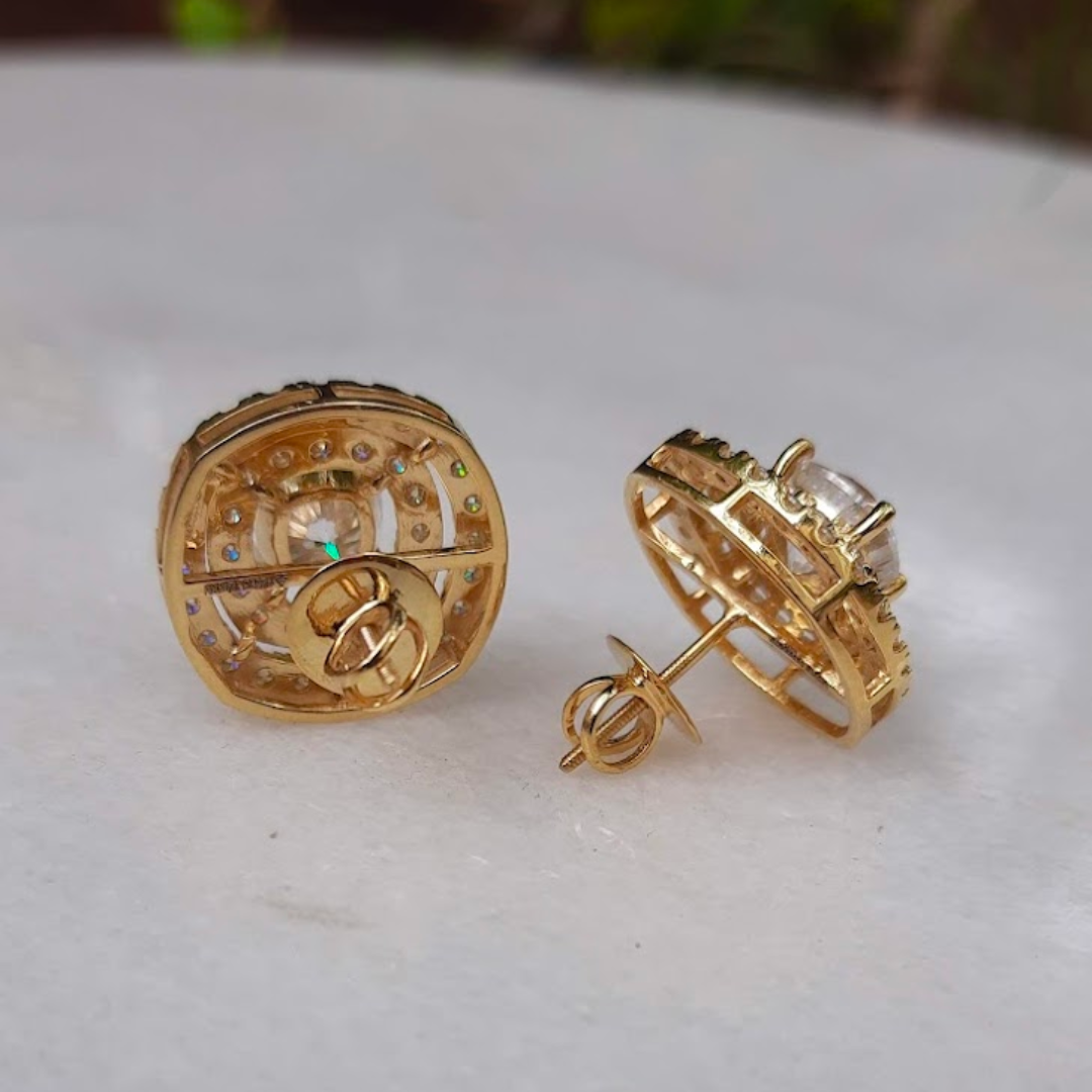 Halo Moissanite Diamond earrings-Vaira