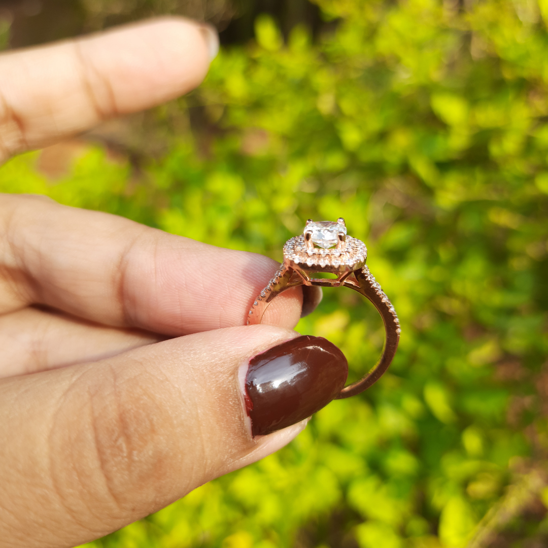 Athena Gold Moissanite diamond Halo Ring - 1.55 Ct - Doc0015