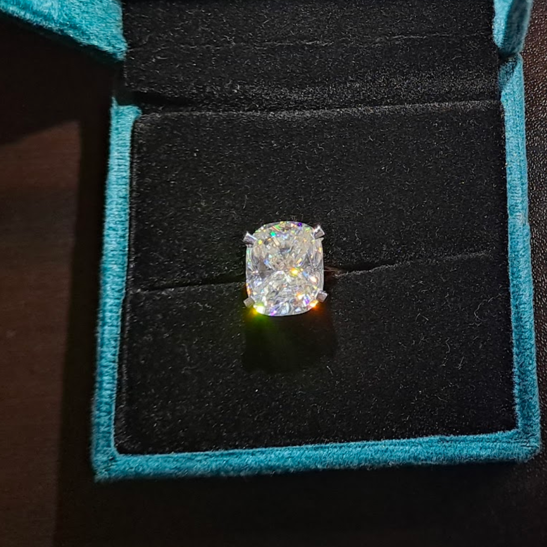 Kim Kardashian Elongated Cushion Moissanite Diamond Ring
