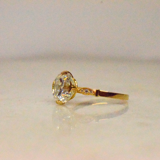 Asscher Moissanite Diamond Ring in Vintage Setting in Gold and Silver