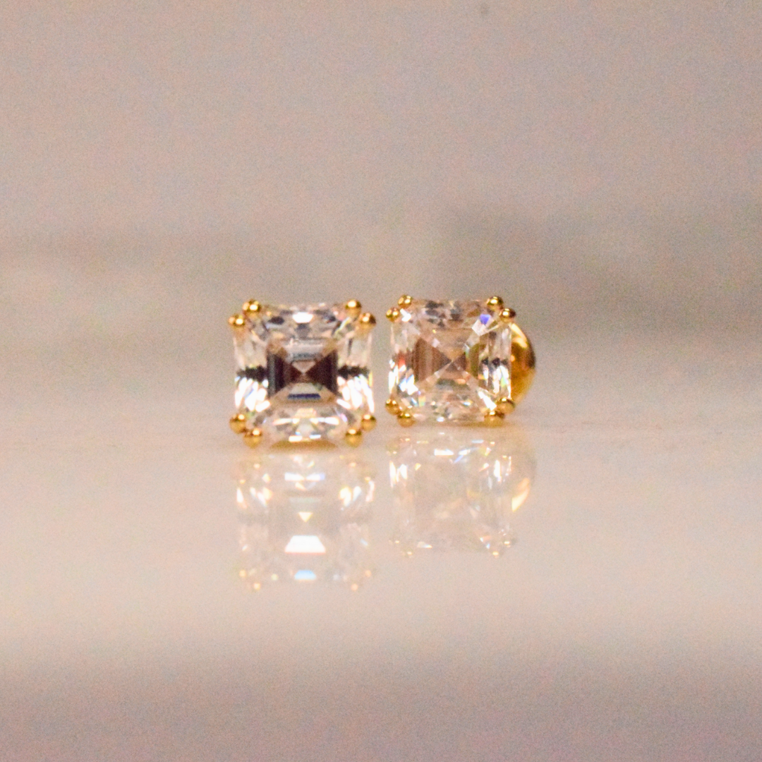 Asscher Solitaire Earrings