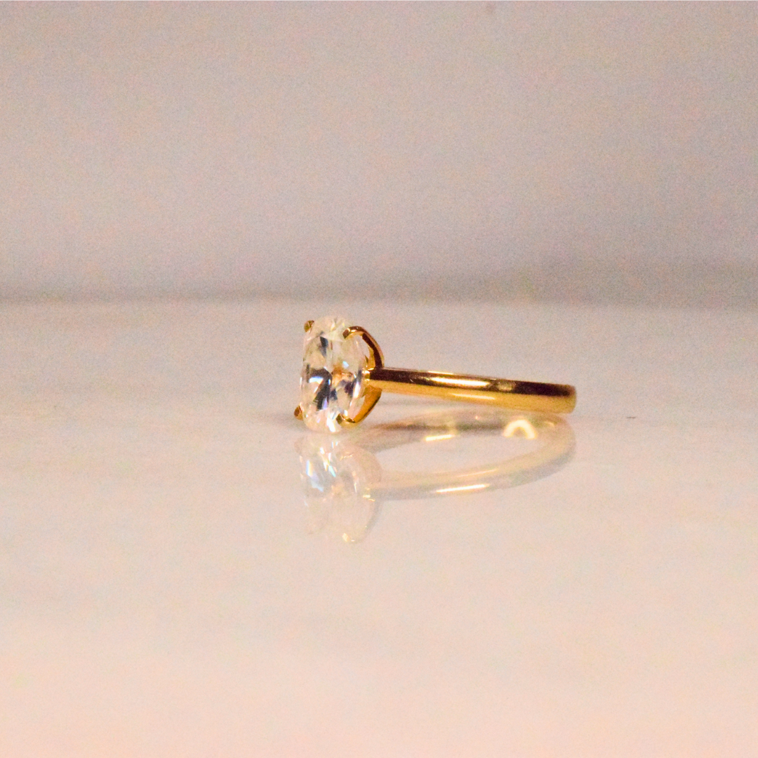 Elongated Cushion Moissanite Diamond in Gold and Silver