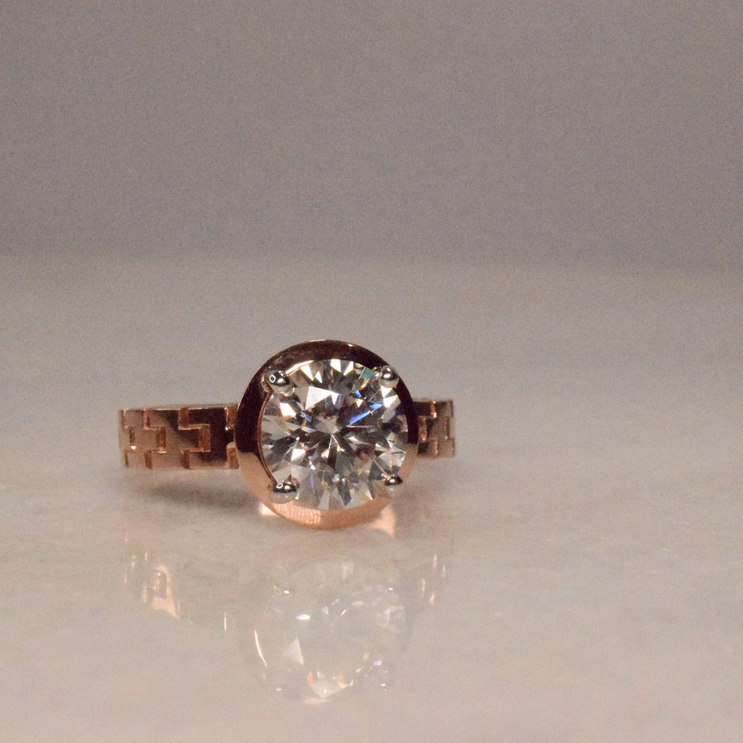 Round Moissanite Diamond Ring for Men in Gold