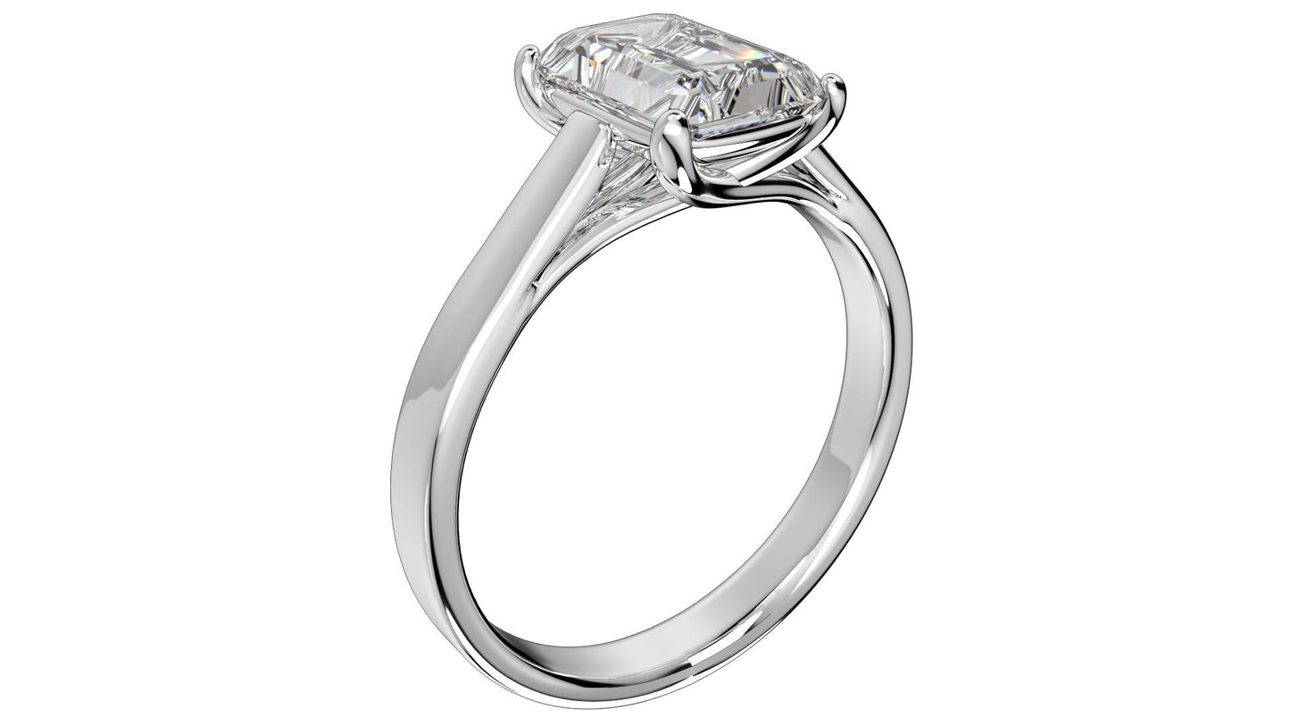 Talia Sterling Silver and Moissanite Solitaire Ring - Emerald Cut