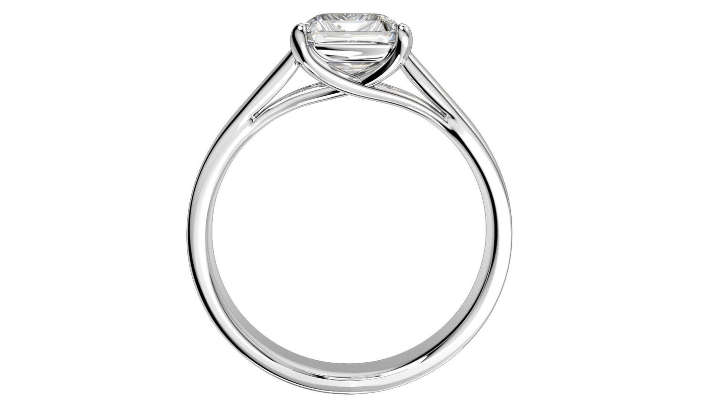 Talia Sterling Silver and Moissanite Solitaire Ring - Emerald Cut