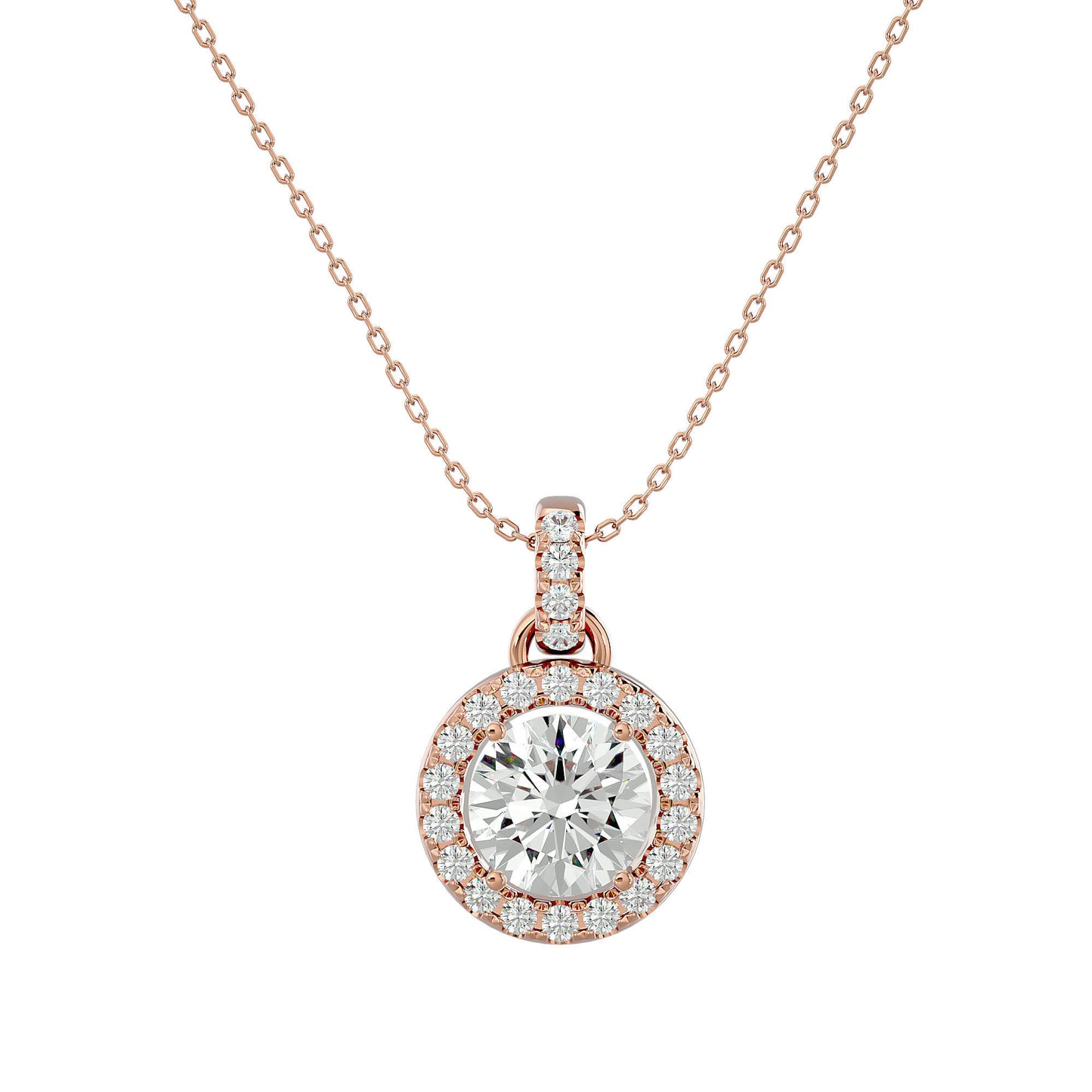 Halo pendant Necklace - 1.51 Ct