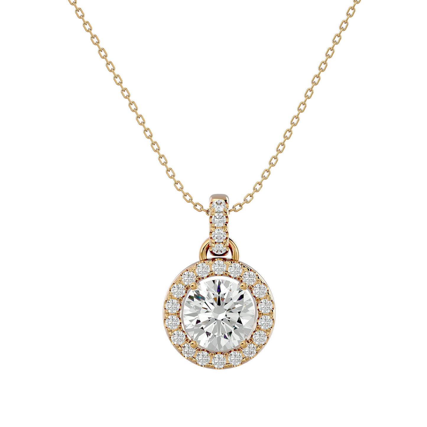 Halo pendant Necklace - 1.51 Ct
