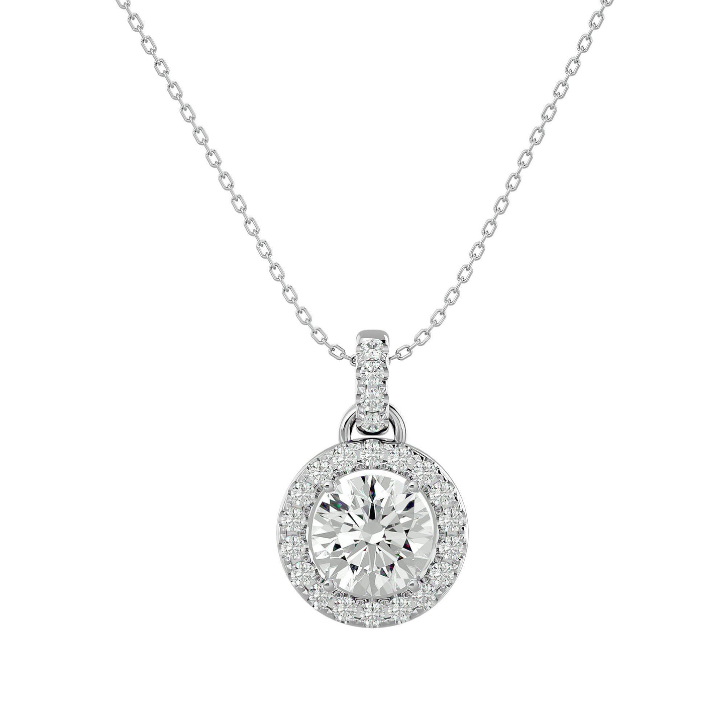 Halo pendant Necklace - 1.51 Ct